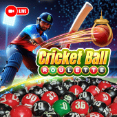 Cricket Ball Roulette live game tile artwork with cricket wheel