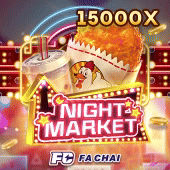 Night Market game tile artwork with street stalls